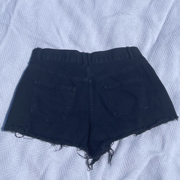 Black Distressed Denim Shorts - Picture 3 of 4